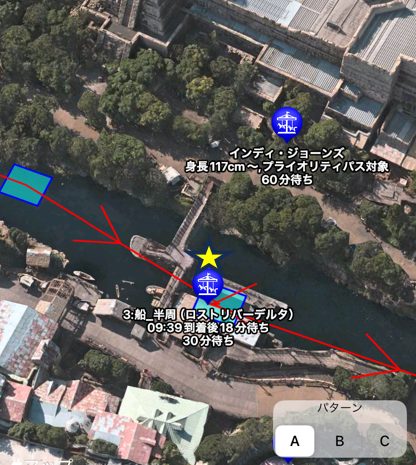 ロストリバーデルタ乗り場の位置