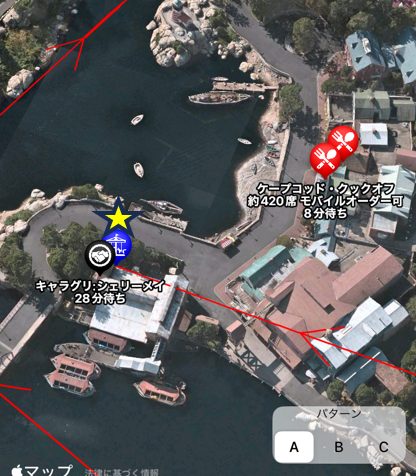 アメリカンウォーターフロント乗り場の位置