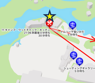 キャンプ・ウッドチャック・キッチンの位置